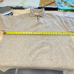 Mango MNG Women's Oversized Knit Polo Sweater Tan Marl Button Neck Large‎ thumbnail 10