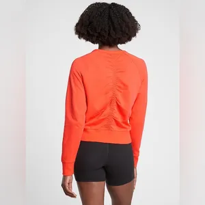 Athleta Sundown Puckered Crewneck orange pullover sweatshirt size large thumbnail 3