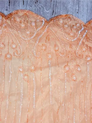 Vintage silk beaded candle light pink beaded skirt and short sleeve shirt outfit thumbnail 8