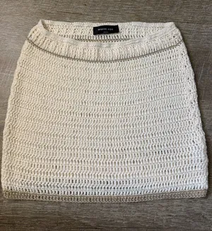 White Fox Cream Crochet Beach Mini Skirt XS/S thumbnail 1