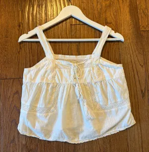 Amazon cotton cropped eyelet lace tank size small thumbnail 2