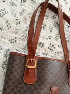 Celine Macadam Triomphe Vintage Tote Bucket Bag Brown Coated Canvas Purse thumbnail 11