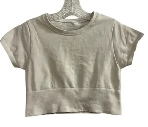 Offline by‎ Aerie Women's White Cropped Crew Neck T-Shirt Size M Casual Top y2k thumbnail 1