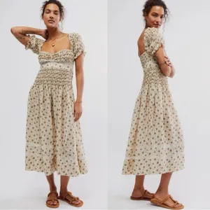 Free People Dainty Cottage Ethereal Bali Juniper Midi Dress 10 Lace Cream Floral thumbnail 2