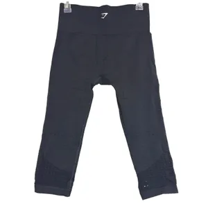 Gymshark Energy+ Seamless Leggings Womens M Black Eyelet High Waist Cropped Gym‎ thumbnail 6