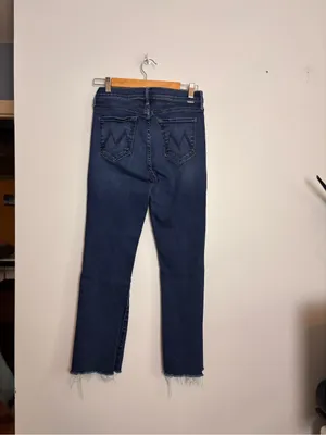 MOTHER The Outsider Ankle Fray Uncharted Waters Blue Denim Jeans thumbnail 8