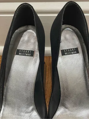 Stuart Weitzman Satin Pointed Toe Pumps Black Womens Size 7B Stiletto Heels thumbnail 6