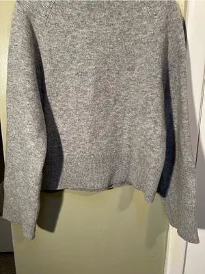 H&M Women's Sz Small Gray Melange Wool-Blend Mock-Turtleneck Sweater Wide Sleeve thumbnail 9