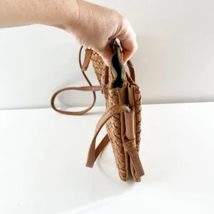 Madewell The Knotted Woven Leather Crossbody Bag Purse Tan Brown thumbnail 3
