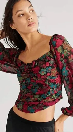 Free People Haut Oh Lala in Black Motif Size Large NWT $128 thumbnail 1