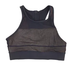 Zyia Active Sports Bra Womens M Mesh High Neck Shimmer Navy Blue Zipper Exc thumbnail 1