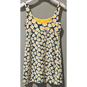 Diane Von Furstenberg Size 4 Yellow & Black Poppy Floral Print Mini Shift Dress thumbnail 5