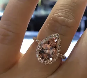 Women Big Rose Gold Crystal Ring Crystal Fashion Jewelry Gift thumbnail 1