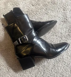 Women's Black Buckle Strap Ankle Booties size 6 thumbnail 1