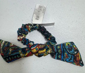 NWT J. Crew Classic‎ Paisley Hair Tie Scarf Black Colorful OLDSTOCK RARE Holiday thumbnail 1