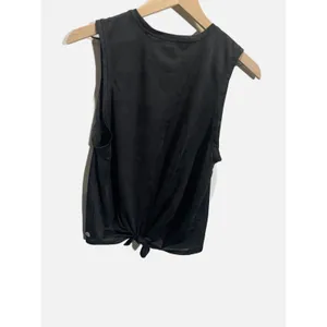 X by Gottex Tank Top Womens Medium Black Camo Mesh Tie Back Activewear Gym Yoga‎ thumbnail 4