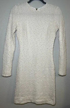 Dress The Population Sandra Textured Knit Body-Con Ivory Dress Size Small thumbnail 2