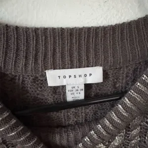Topshop Premium Womens S Metallic Gray Chunky Knit Oversized Sweater Pullover thumbnail 12