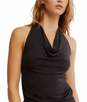 Free People Intimately Black Halter Neck Tie Back Tank Top Shirt size Small thumbnail 1