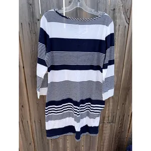 Lilly Pulitzer Marlowe Boatneck T-shirt Dress In True Navy Coconut Stripe Large thumbnail 7