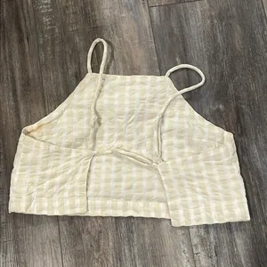 Free People cotton gingham striped open back tank thumbnail 2