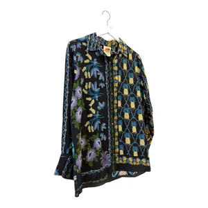 NWT Farm Rio Winter Garden Black Pajama Shirt Button Front Top Floral Size S thumbnail 5