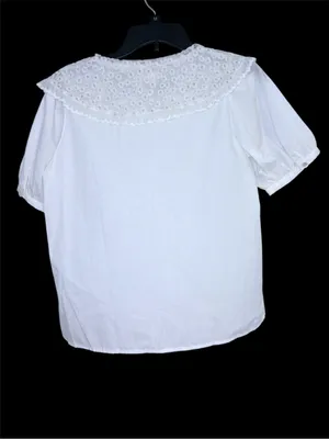 Chulatte White Eyelet Peter Pan Collar Blouse Size M thumbnail 2
