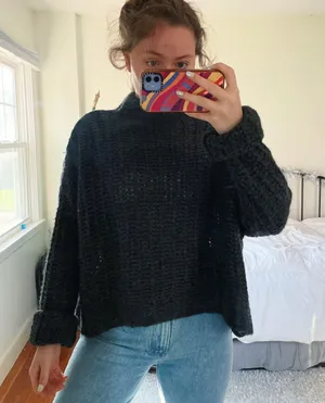 Aerie Dark Gray Chunky High Neck Oversized Sweater thumbnail 1