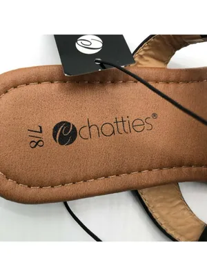 Chatties Womens Sandals Ankle Strap Chain Detail Faux Leather Black Size 7/8 thumbnail 5