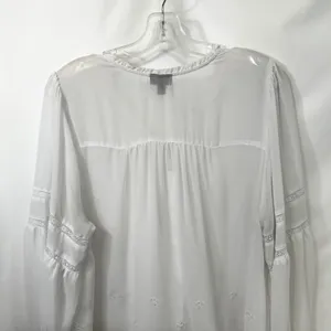 Torrid Plus Size 1X Top Chiffon Ruffle White Eyelet‎ Embroidered Bishop 1289 thumbnail 7