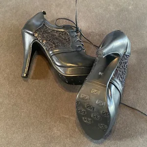 Women’s Black High Heel Booties with Lace Detail Size 5.5 thumbnail 6