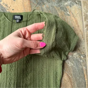 PacSun Beverly and Beck Zinnia Pointelle Lace Sweater T-Shirt Olive Green Size XS thumbnail 3