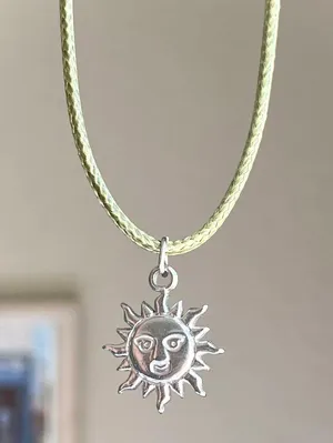 stainless steel sun boho retro vintage style necklace☀️ thumbnail 1