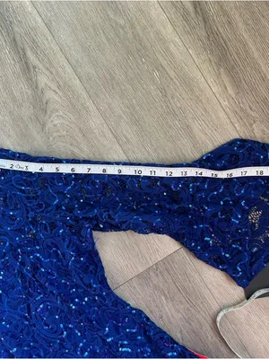 Marina Blue Sequin Lace Dress Size 12 Bell Sleeve Cocktail NWT thumbnail 12