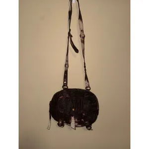 Free People Purple Tie Dye Goat Leather Crossbody Bag Buckle Indie Grunge Boho thumbnail 2