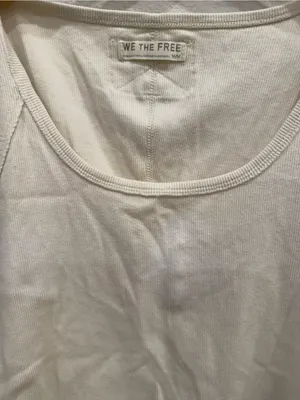 Free People We The Free Ivory Ribbed Scoop Neck Tank Top Medium thumbnail 3