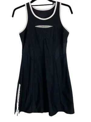 Athleta Black Smash Tennis Running Mini Dress Sz Small Athletic thumbnail 1