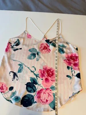 Victoria's Secret floral camy top, spaghetti straps, satin, sz M thumbnail 6