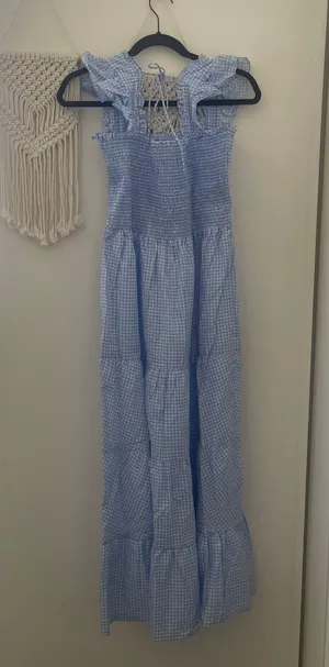 Eileen West Gingham Smocked Tiered Midi Dress NWT thumbnail 3