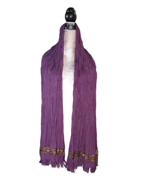 World Market Purple Fringe Scarf with Gold Detailing thumbnail 2
