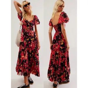 Free People Bohemian Floral Patchwork Sundrenched Maxi Dress Large thumbnail 8