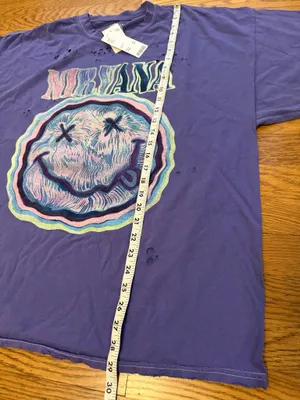 Nirvana NWT oversized distressed short sleeve graphic T shirt dress size L/XL thumbnail 12