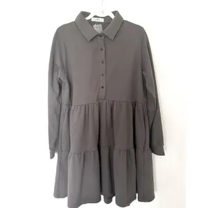 Natural Life Sylvan Sweatshirt Dress Charcoal Tiered Button Down Long Sleeve L thumbnail 2