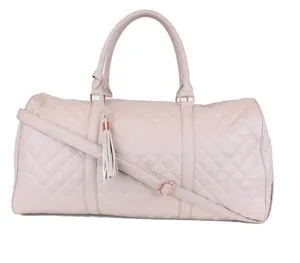 New Ms Lovely quilted pink/mauve WEEKENDER DUFFEL BAG SATIN lining rose gold thumbnail 1
