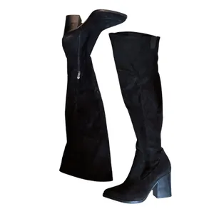 Marc Fisher Renn Black Faux Suede Over The Knee Block Heel Pointed Toe Boots 9M thumbnail 2