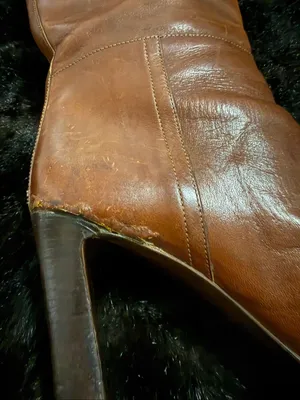 Vintage Miu Miu Cognac Leather Knee high boots 37 7 SINGLE LEFT BOOT thumbnail 3