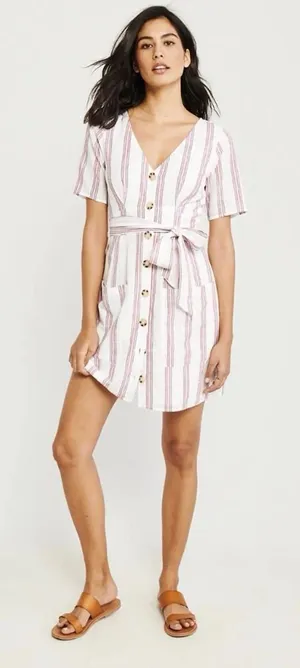 Abercrombie and Fitch NWT Cotton Striped Midi Dress: Size Small thumbnail 1