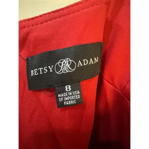 Betsy And Adam A26239 Red Satin Evening Gown Size 8 Corseted thumbnail 8