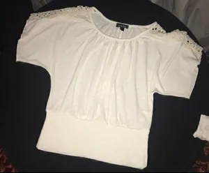 A. Byer‎ White Shirt with Lace Shoulder Det… thumbnail 1