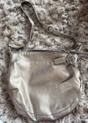 Coach Bronze Gold Leather Hobo Crossbody Handbag Purse thumbnail 1